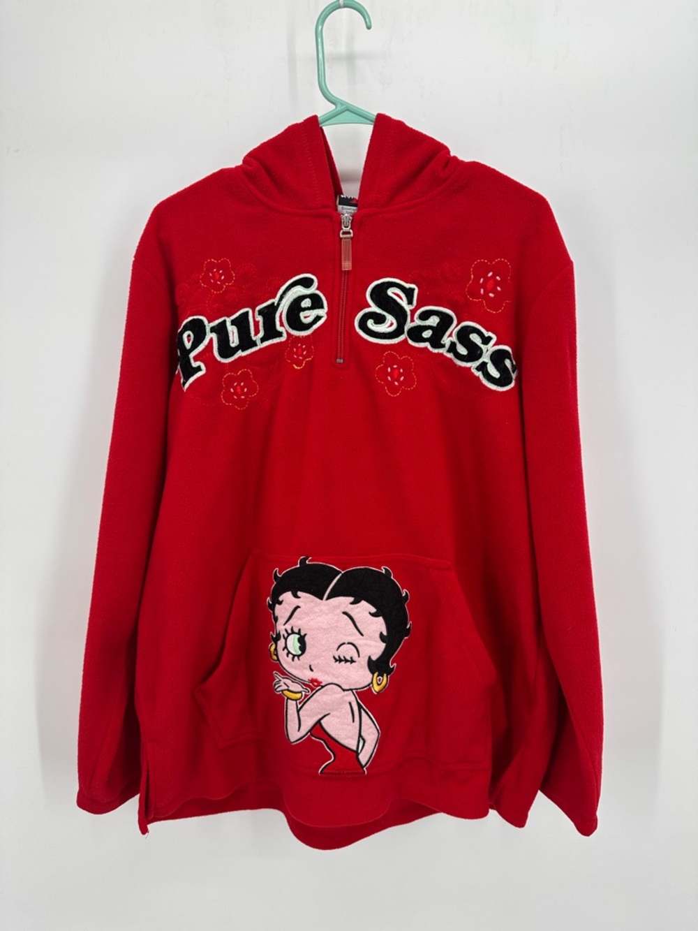 Vintage Betty Boop Fleece Sweater Jacket Women’s 18/20 1/4 Zip Red